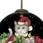 Christmas Cat with Presents Hand Painted Mouth Blown Glass Ornament - Montana Home & Kitchen Co.