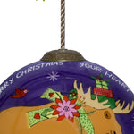 Christmas Moose Walking Hand Painted Mouth Blown Glass Ornament - Montana Home & Kitchen Co.