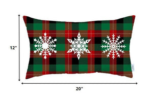 Christmas Snowflake Trio Plaid Lumbar Pillow Cover - Montana Home & Kitchen Co.