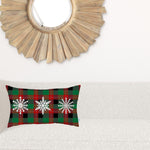 Christmas Snowflake Trio Plaid Lumbar Pillow Cover - Montana Home & Kitchen Co.