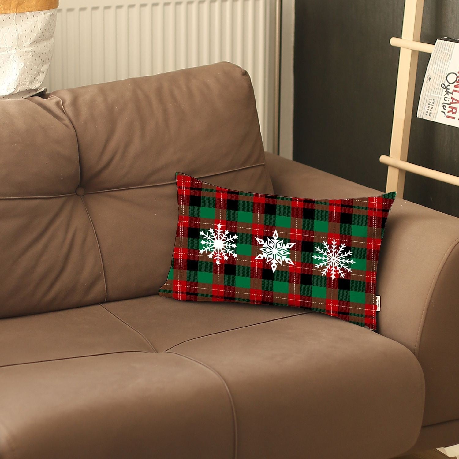 Christmas Snowflake Trio Plaid Lumbar Pillow Cover - Montana Home & Kitchen Co.