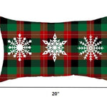 Christmas Snowflake Trio Plaid Lumbar Throw Pillow - Montana Home & Kitchen Co.