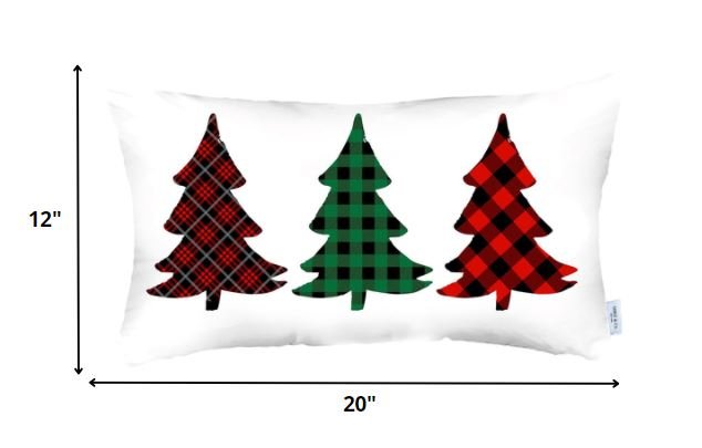 Christmas Tree Trio Plaid Lumbar Pillow Cover - Montana Home & Kitchen Co.