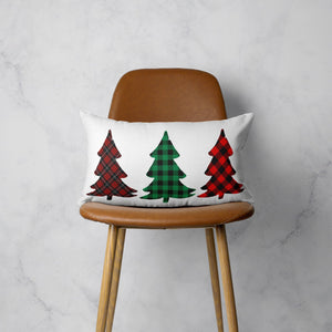 Christmas Tree Trio Plaid Lumbar Pillow Cover - Montana Home & Kitchen Co.