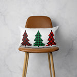 Christmas Tree Trio Plaid Lumbar Throw Pillow - Montana Home & Kitchen Co.