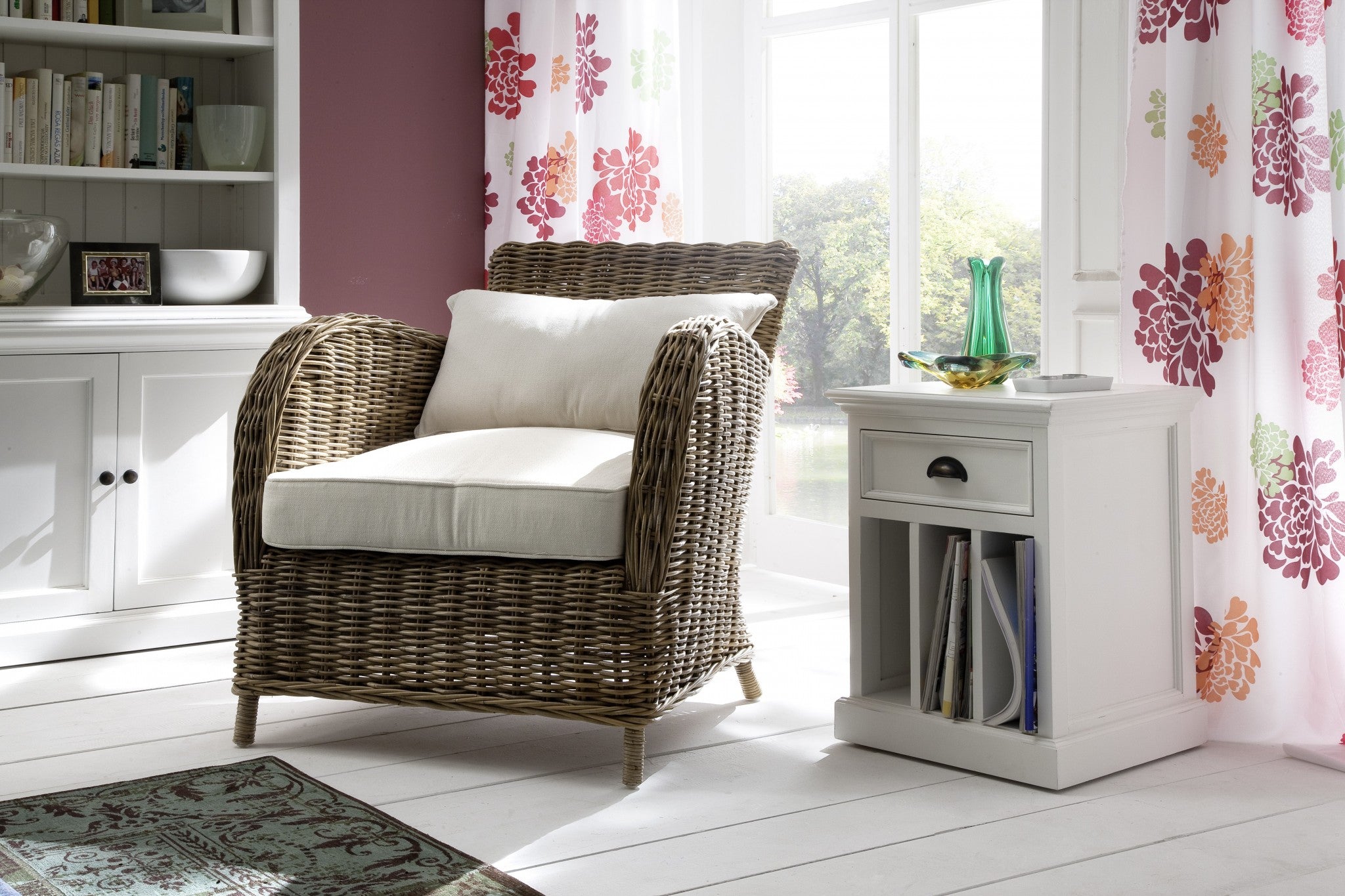 Classic White Nightstand With Dividers - Montana Home & Kitchen Co.