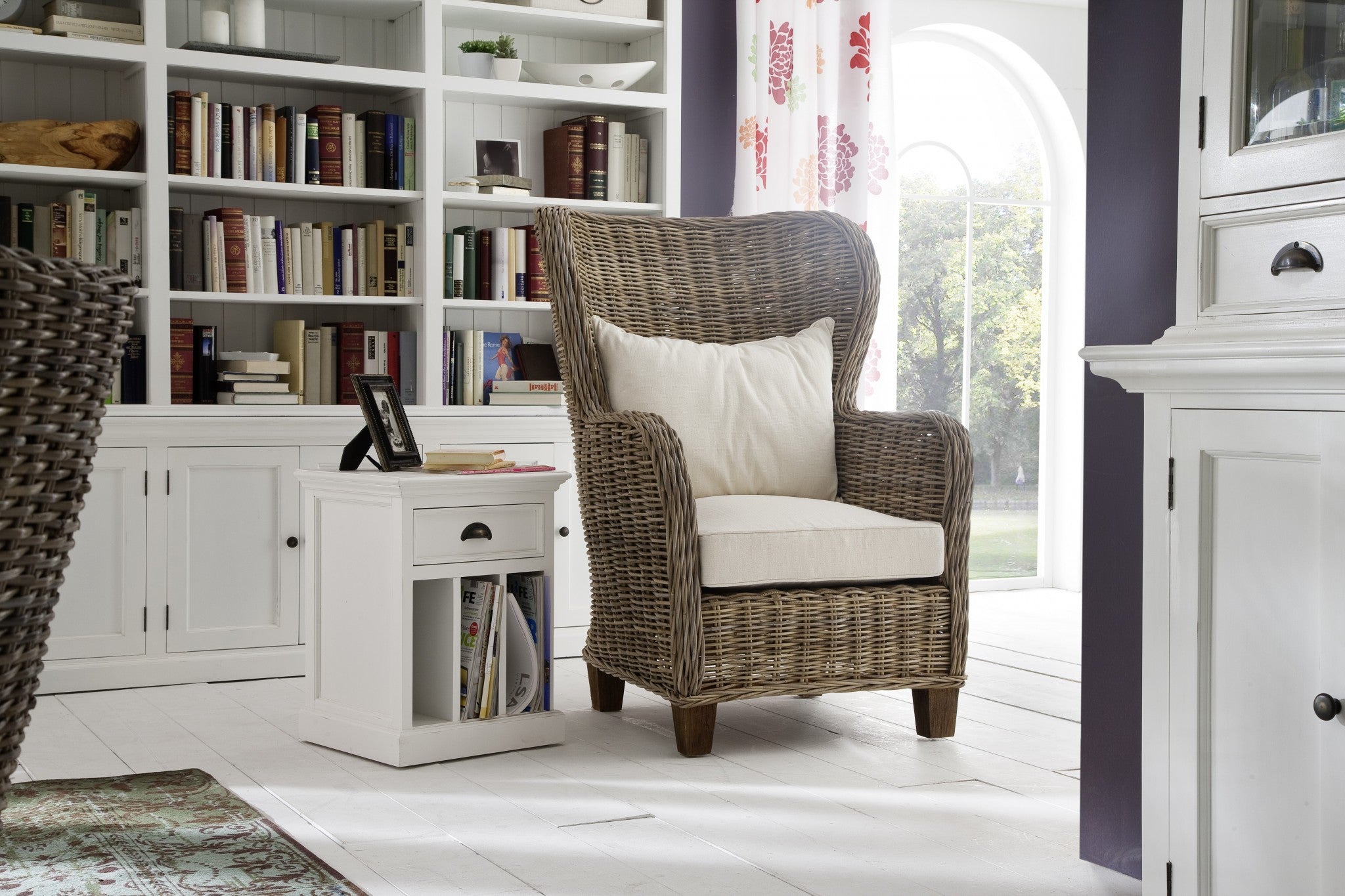 Classic White Nightstand With Dividers - Montana Home & Kitchen Co.