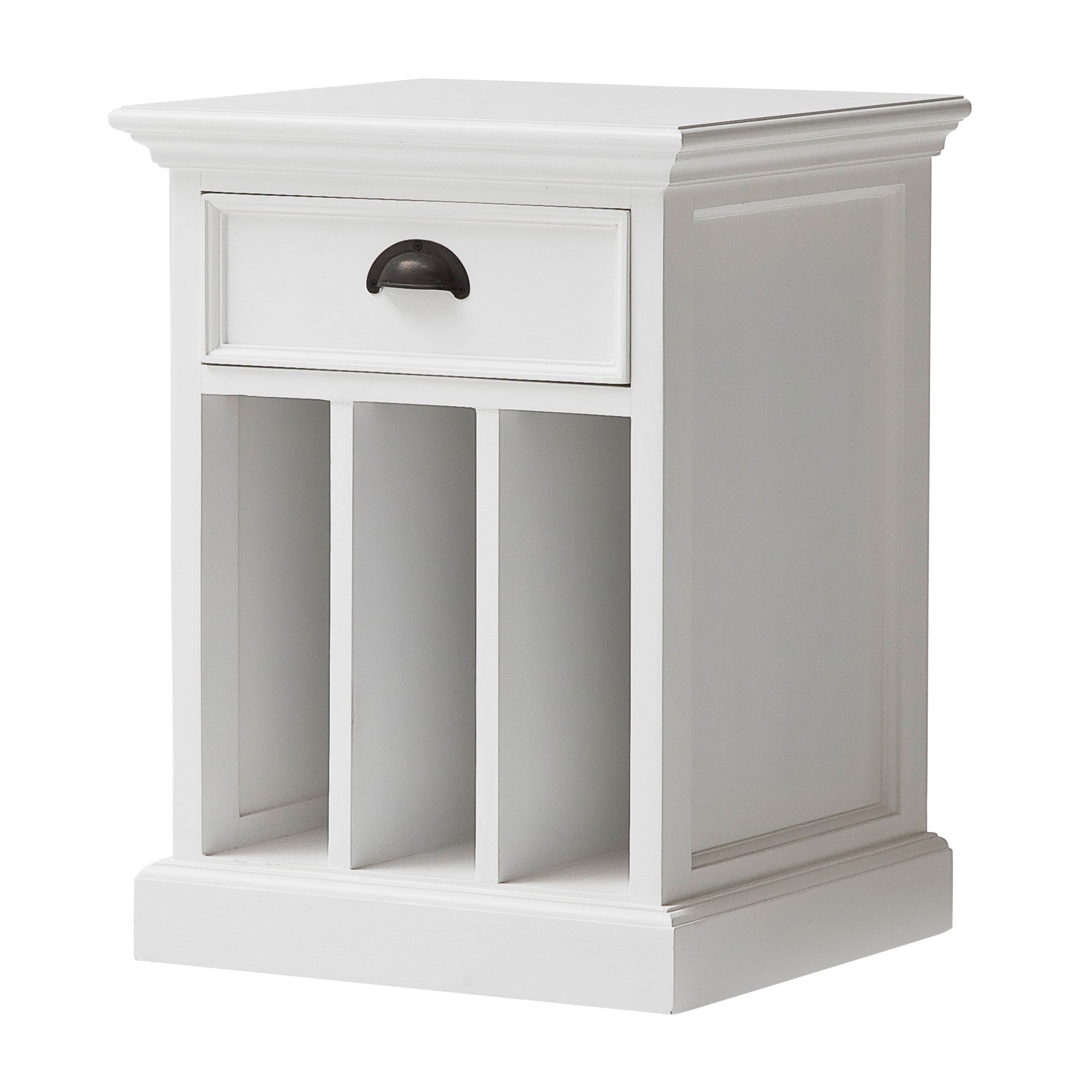 Classic White Nightstand With Dividers - Montana Home & Kitchen Co.