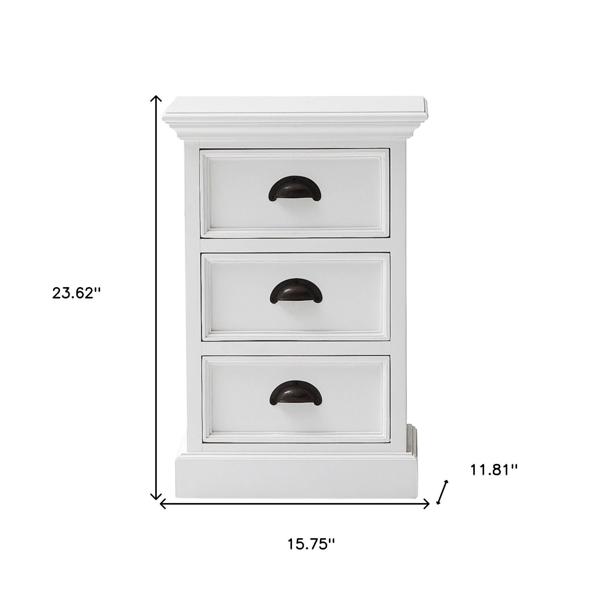 Classic White Three Drawer Nightstand - Montana Home & Kitchen Co.