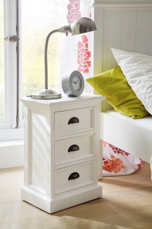 Classic White Three Drawer Nightstand - Montana Home & Kitchen Co.