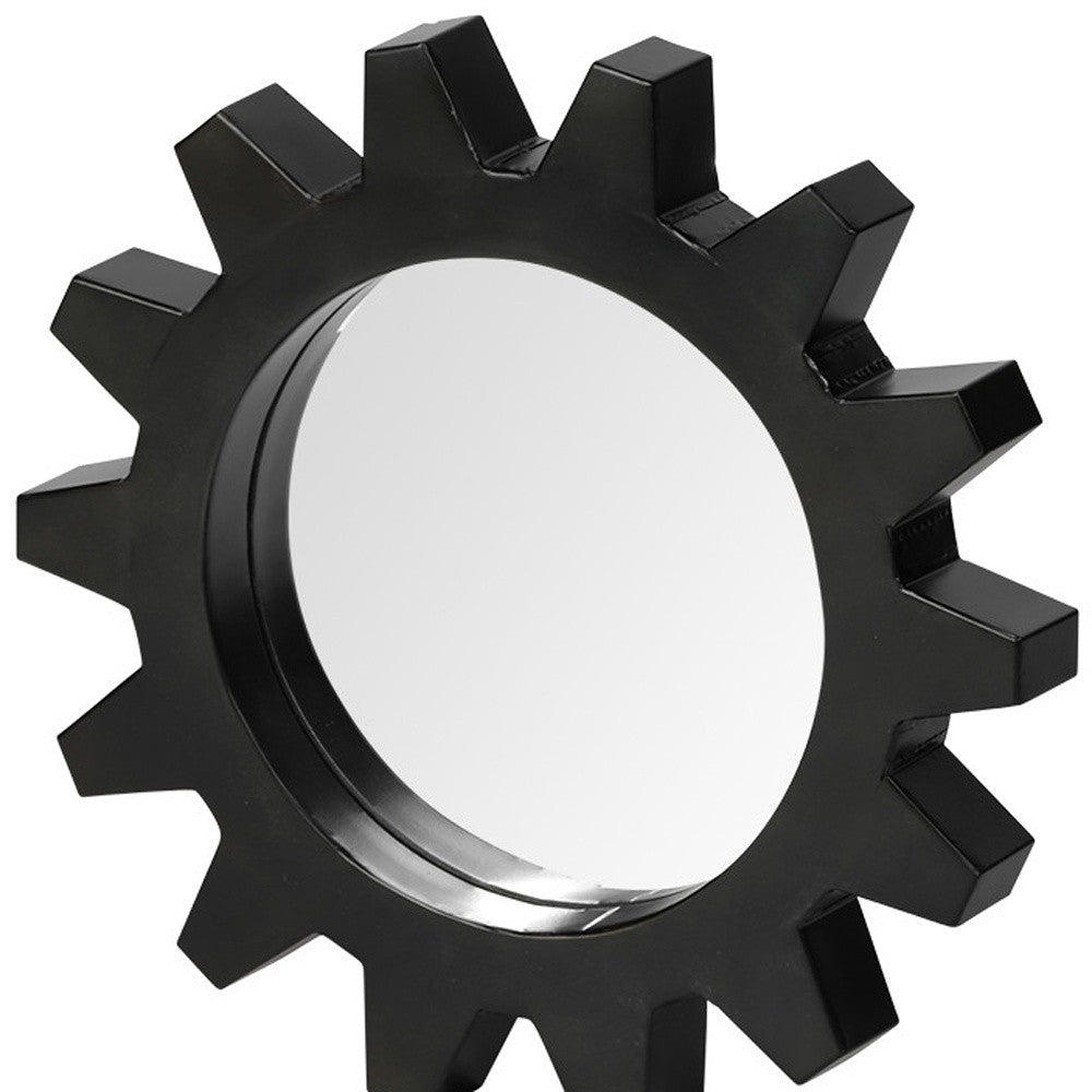 Cog 17" Round Black Metal Frame Wall Mirror - Montana Home & Kitchen Co.