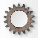 Cog 17" Round Natural Wood Frame Wall Mirror - Montana Home & Kitchen Co.