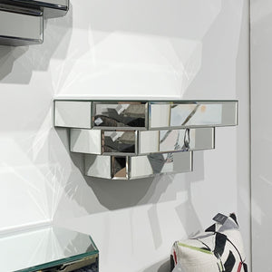 Contemporary Floating Mirrored Glass Stepped Shelf - Montana Home & Kitchen Co.