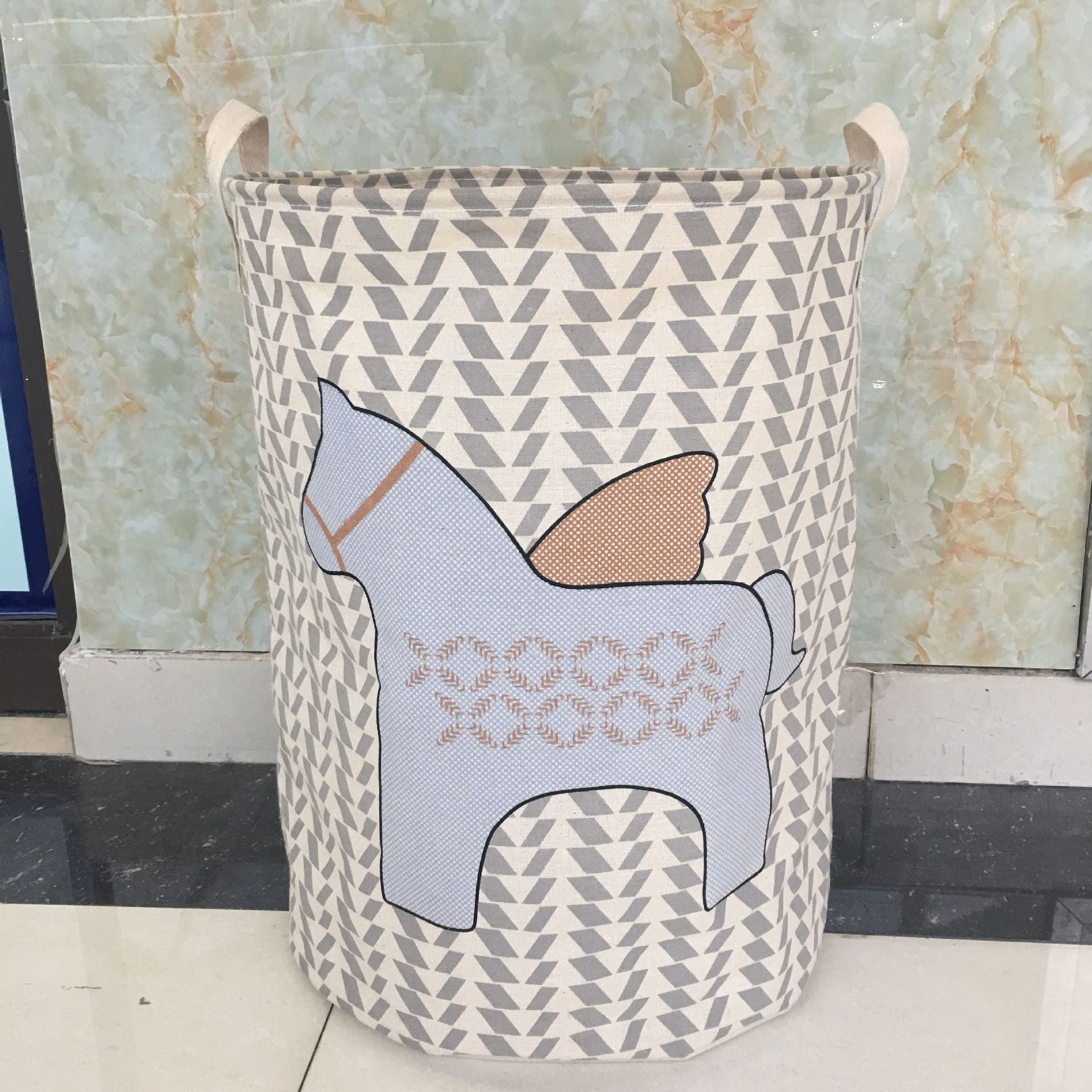 Cotton linen art five - pointed star horse clothing storage bucket laundry bucket basket toy storage basket - Montana Home & Kitchen Co.