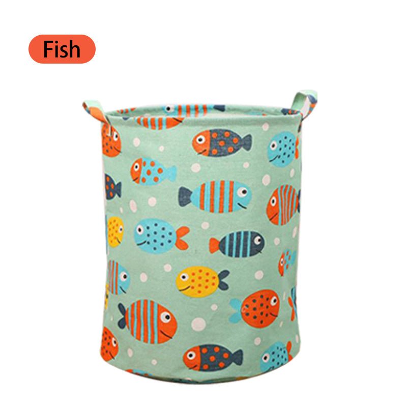 Cotton Linen Dirty Laundry Basket Foldable Round Waterproof Organizer Bucket Clothing Children Toy Home Large Capacity Storage - Montana Home & Kitchen Co.