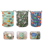 Cotton Linen Dirty Laundry Basket Foldable Round Waterproof Organizer Bucket Clothing Children Toy Home Large Capacity Storage - Montana Home & Kitchen Co.