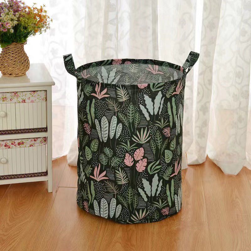 Cotton Linen Dirty Laundry Basket Foldable Round Waterproof Organizer Bucket Clothing Children Toy Home Large Capacity Storage - Montana Home & Kitchen Co.