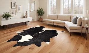 Cowhide Animal Print Area Rug Black And White - Montana Home & Kitchen Co.