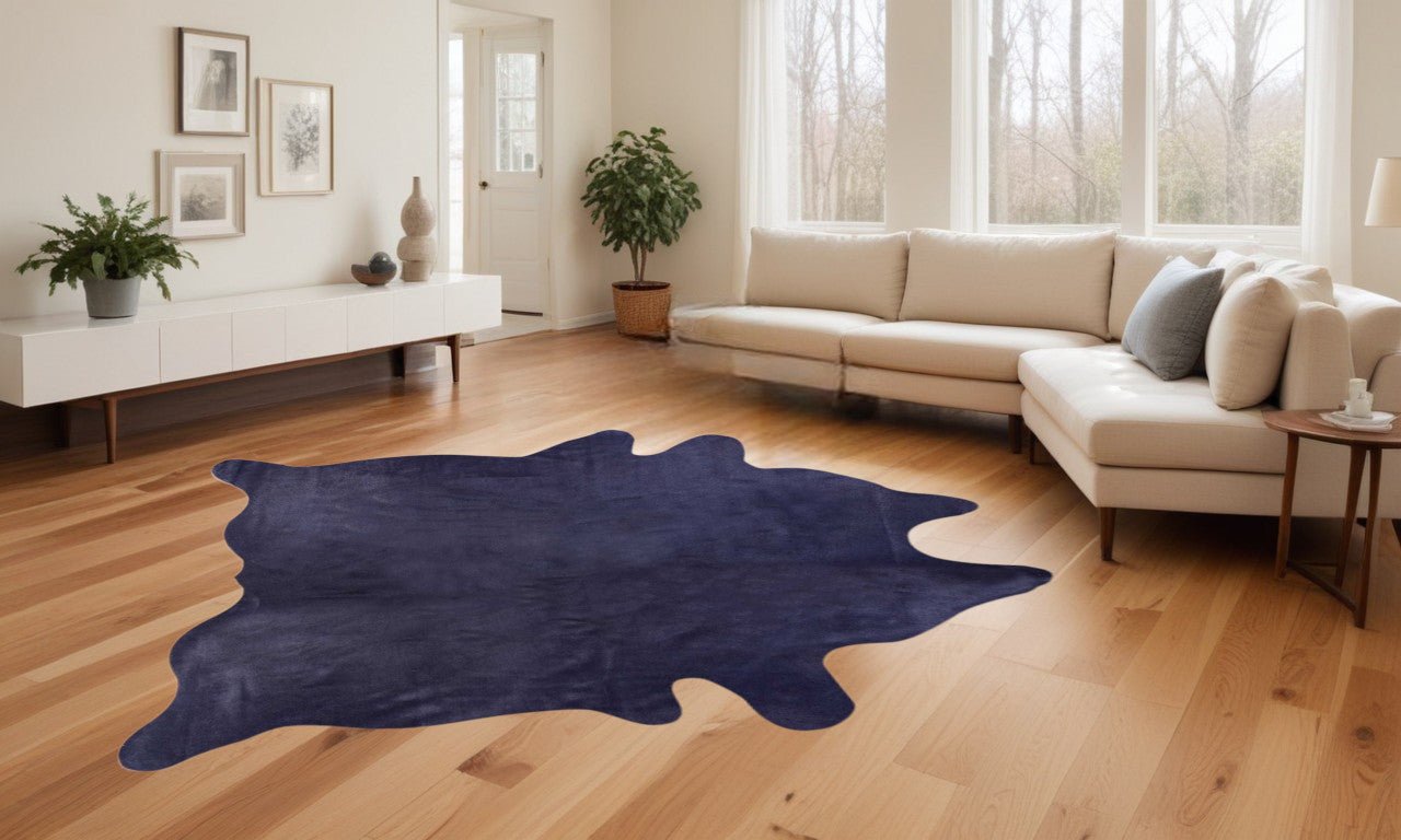 Cowhide Area Rug 6' X 7' Navy Blue - Montana Home & Kitchen Co.