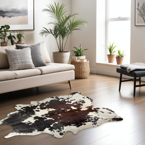 Cowhide Hand Knotted Area Rug / 6' X 7' or 5' X 7' Brown, Black and White LIMITED QTY - Montana Home & Kitchen Co.