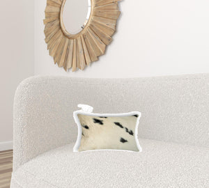 Cowhide Pillow 12" X 20" X 5" White And Black - Montana Home & Kitchen Co.