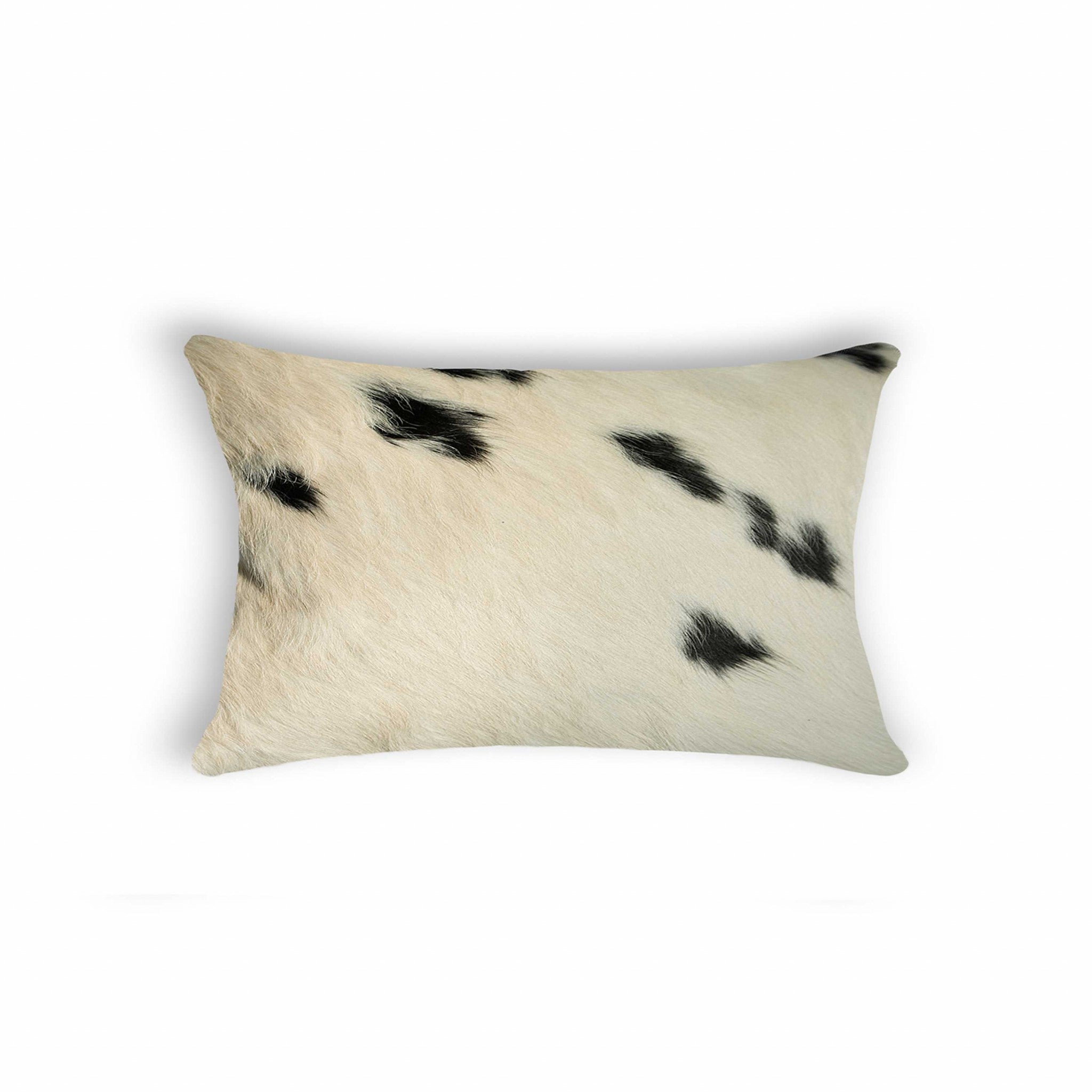 Cowhide Pillow 12" X 20" X 5" White And Black - Montana Home & Kitchen Co.