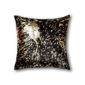 Cowhide Pillow Chocolate And Gold Torino Kobe - Montana Home & Kitchen Co.