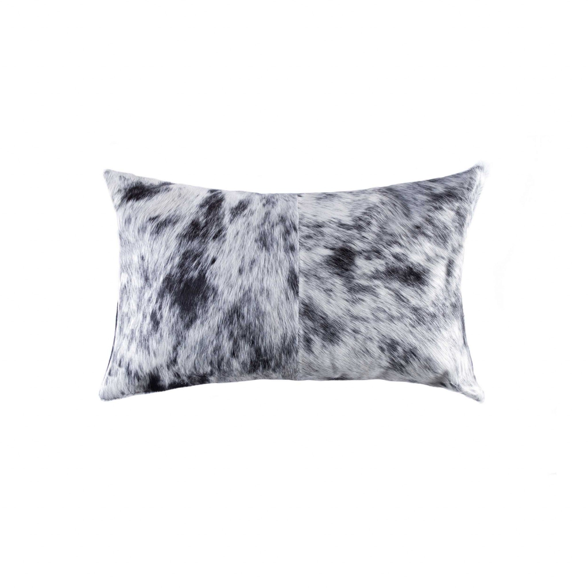 Cowhide Pillow Salt And Pepper Black And White 18" X 18" X 5" - Montana Home & Kitchen Co.