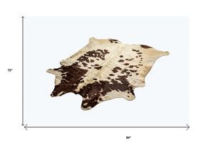 Cowhide Rug 72" X 84" White And Brown - Montana Home & Kitchen Co.