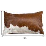 Cowhide Throw Pillow 12" X 20" Brown and White - Montana Home & Kitchen Co.