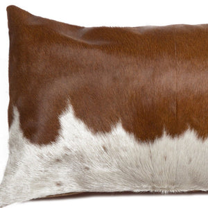 Cowhide Throw Pillow 12" X 20" Brown and White - Montana Home & Kitchen Co.