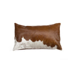 Cowhide Throw Pillow 12" X 20" Brown and White - Montana Home & Kitchen Co.