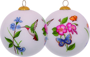 Decorative Florals Hand Painted Mouth Blown Glass Ornament - Montana Home & Kitchen Co.