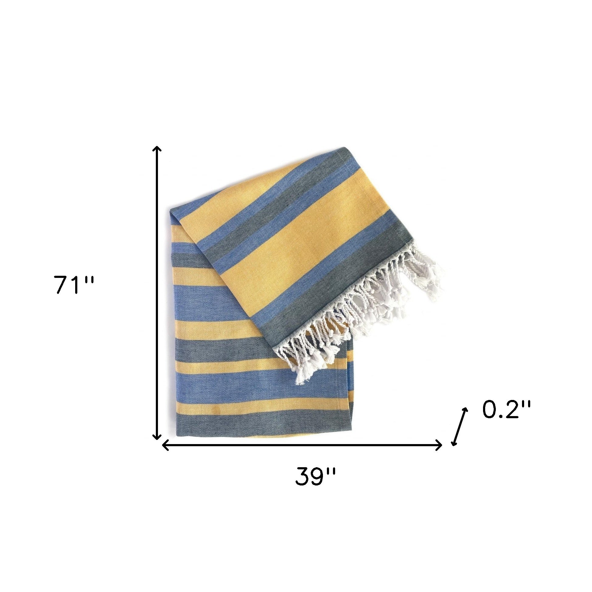 Denim Blue and Yellow Striped Turkish Towel Beach Blanket - Montana Home & Kitchen Co.