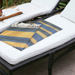 Denim Blue and Yellow Striped Turkish Towel Beach Blanket - Montana Home & Kitchen Co.