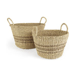 Detailed Wicker Storage Baskets Set Of Two - Montana Home & Kitchen Co.