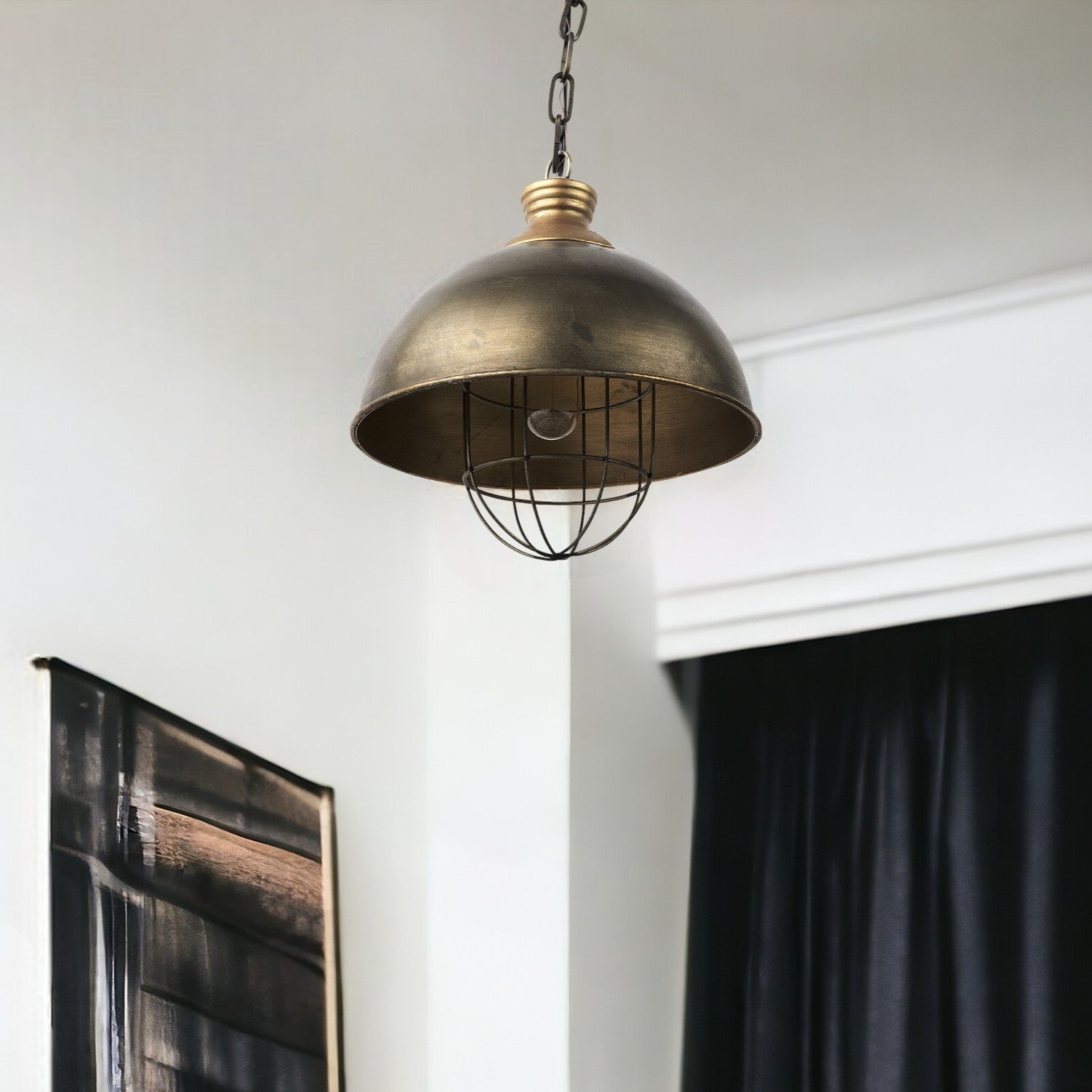 Distressed Bronze Metal Dome Hanging Light - Montana Home & Kitchen Co.