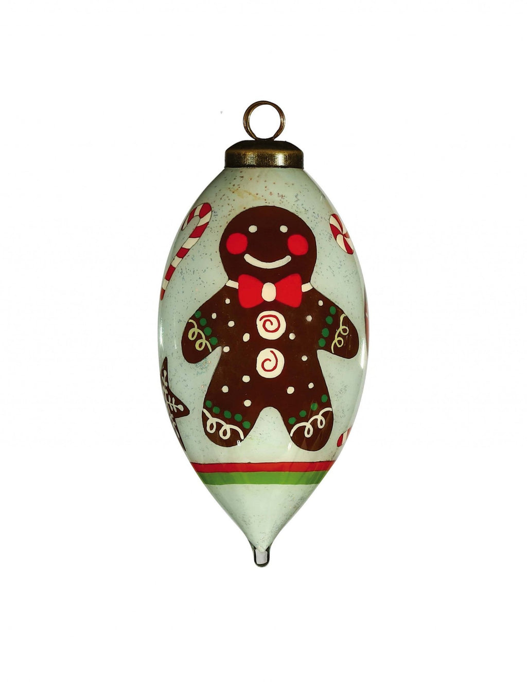 Festive Glitter Gingerbread Man Hand Painted Mouth Blown Glass Ornament - Montana Home & Kitchen Co.