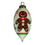 Festive Glitter Gingerbread Man Hand Painted Mouth Blown Glass Ornament - Montana Home & Kitchen Co.