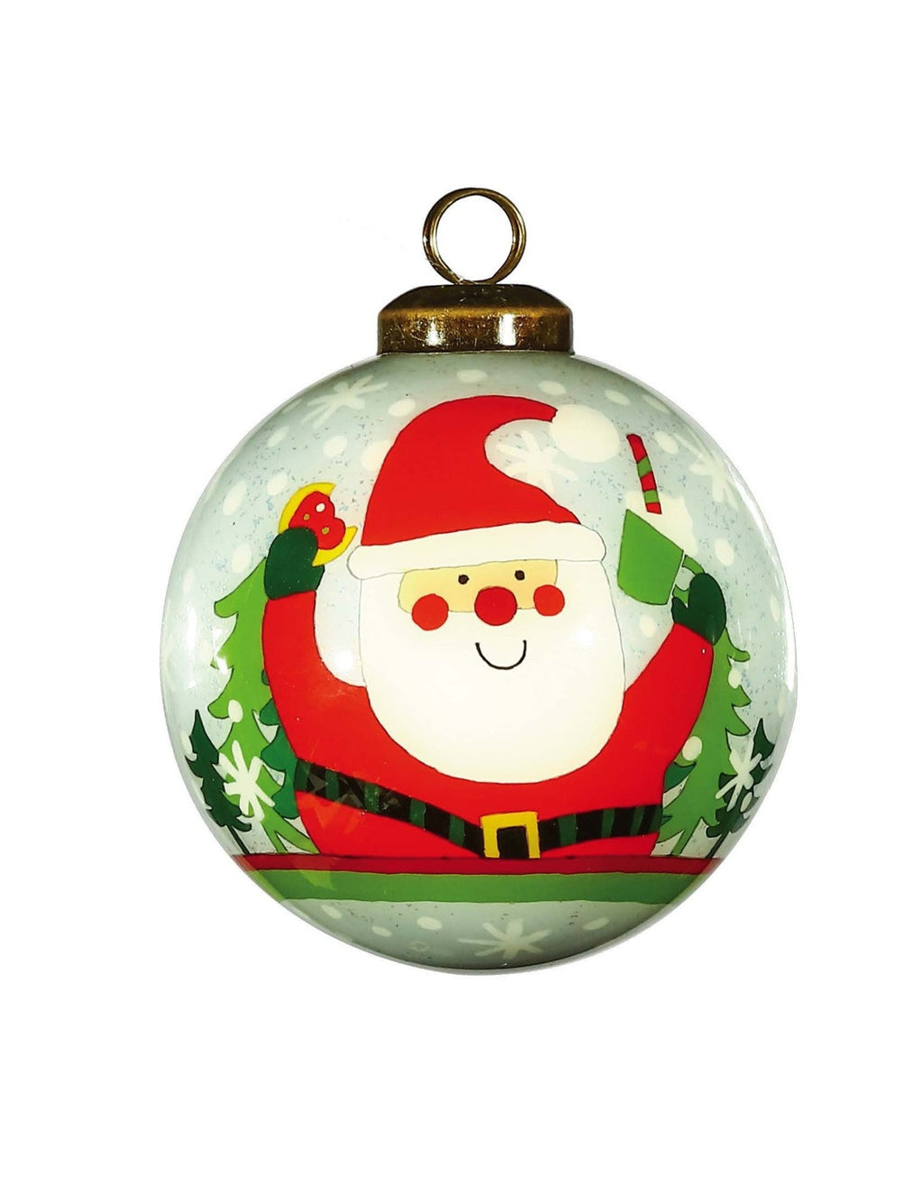 Festive Glitter Santa Hand Painted Mouth Blown Glass Ornament - Montana Home & Kitchen Co.