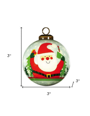 Festive Glitter Santa Hand Painted Mouth Blown Glass Ornament - Montana Home & Kitchen Co.