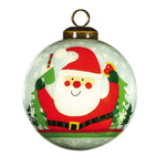 Festive Glitter Santa Hand Painted Mouth Blown Glass Ornament - Montana Home & Kitchen Co.