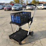 Folding service cart with wheels double - decker, shopping, library, office warehouse moving carts - Montana Home & Kitchen Co.