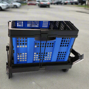 Folding service cart with wheels double - decker, shopping, library, office warehouse moving carts - Montana Home & Kitchen Co.