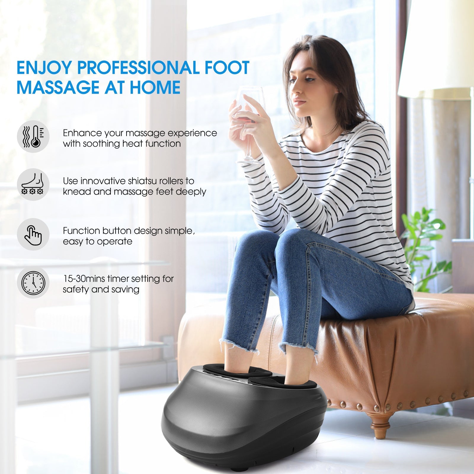 Foot Massager Machine with Heat and Massage Gifts for Men and Women Shiatsu Deep Kneading Electric Feet Massager for Home and Office Use - Montana Home & Kitchen Co.