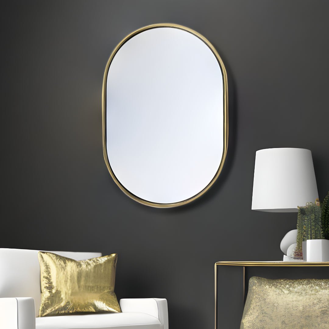 Gold Oval Accent Metal Mirror - Montana Home & Kitchen Co.