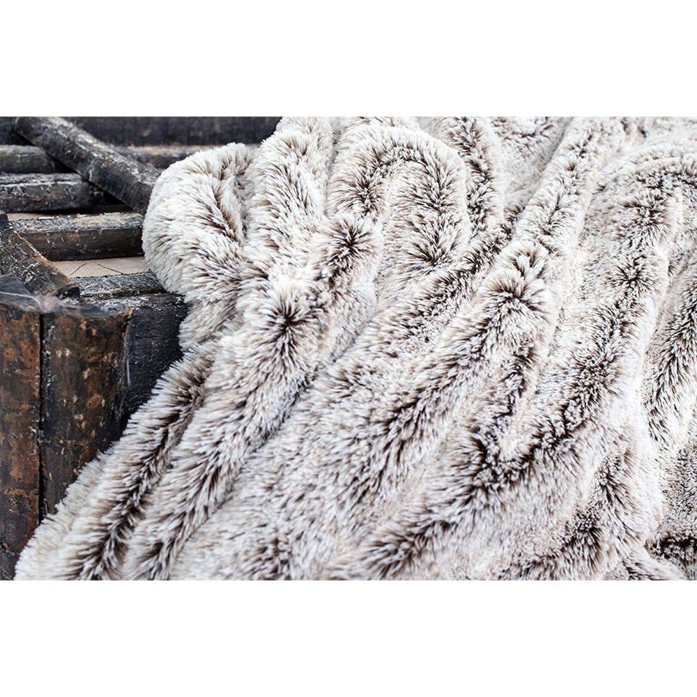 Gray Faux Fur Ombre Plush Throw - Montana Home & Kitchen Co.