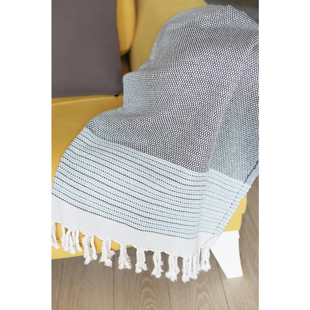 Grey And Blue Striped Turkish Towel Or Throw Blanket - Montana Home & Kitchen Co.