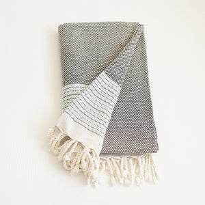 Grey And Blue Striped Turkish Towel Or Throw Blanket - Montana Home & Kitchen Co.