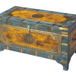 Hand Painted Brass Inlay Solid Wood Storage Trunk - Montana Home & Kitchen Co.